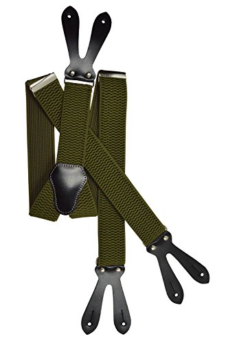 Olata Y Hosenträger zum Knöpfen extra breite Hosenträger 4 cm. Olivgrün