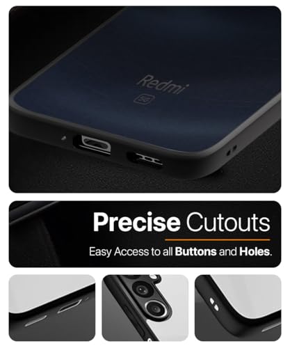 Image of WOW IMAGINE Translucent Hybrid Back Case Cover for Redmi A4 5G | Poco C75 5G | Redmi 14C 5G Smoked Matte Back | Shock Proof 360 Degree Protection | Protective Hard Case - Matte Black