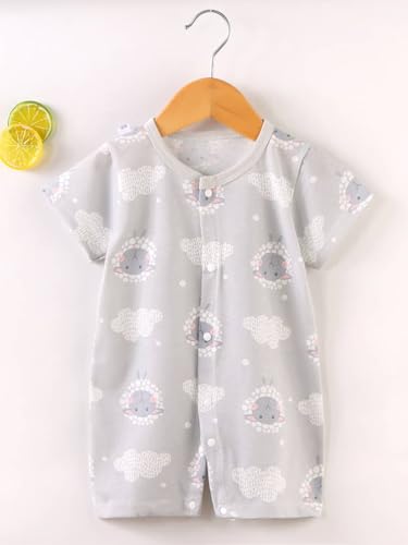 Image of Bold N Elegant Cute Cartoon Print Cotton Newborn Baby Boy Girl Rompers Jumpsuit Baby Onesie Bodysuit for Little Kids