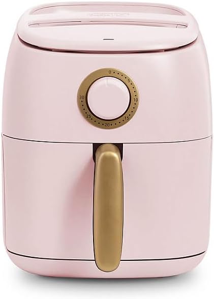 Daash Ceramic Tasti-Crisp Express Air Fryer 2.6QT, Oil-Free Cooking, Adjustable Timer, Non-Stick Ceramic Coating, Compact Size for Small Kitchens, Fast Heating for Fries, Chicken (Blush)