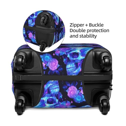 Cool Crystal Skull Flower Luggage Cover Protector Anti-Scratch Washable Fits 18-32 Inch Luggage-Small4
