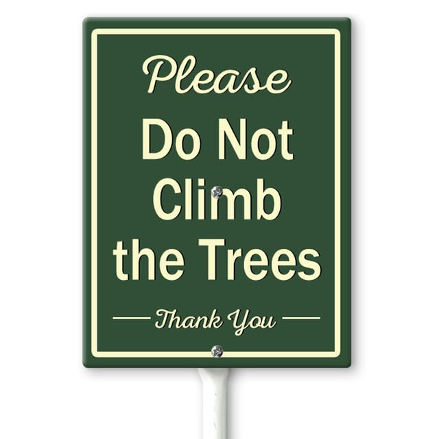 Horienteeon Please Do Not Climb The Trees Yard Sign with Stakes 11.5×15cm, Sturdy Aluminum Yard Signs Rust Free, Keep Off The Trees Yard Sign, Stay Off Tree Signs, Easy to Install