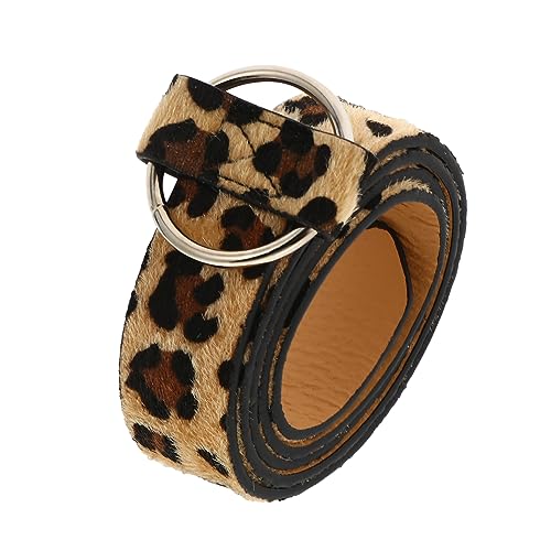 1Pc Casual Imitation Leather Waist Belt for Women Round Buckle Design Stylish Zebra Leopard Print for Jeans Trousers Comfortable Durable Fashion