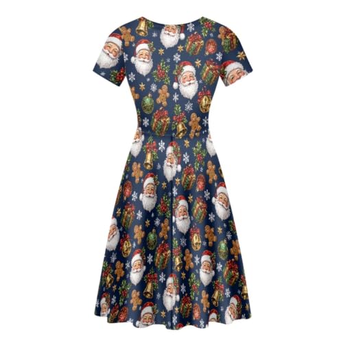 Image of Forchrinse Summer Dresses for Women Crew Neck Short Sleeve Midi Dress Casual Beach Vacation Sundress