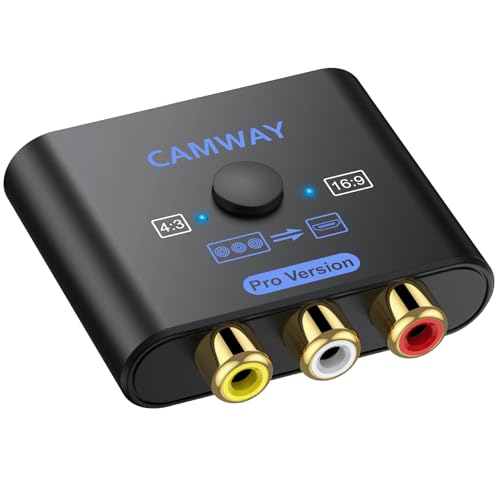 CAMWAY Convertidor RCA a HDMI, 16:9/4:3, conversión 1080P AV a HDMI, Adaptador de Audio de vídeo Compuesto CVBS, Adaptador AV Compatible con PAL/NTSC para Wii/PS1/PS2/N64/Xbox/DVD/VC