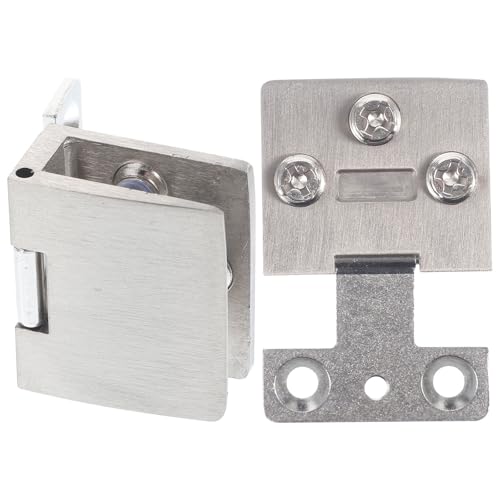 HEANUJJ 2 Piezas Bisagra de Puerta de Vidrio de Aleación de Zinc Plata para Muebles Vitrinas y Armarios, Fácil Instalación, Reemplazo para Bisagras Antiguas en Puertas de Vidrio
