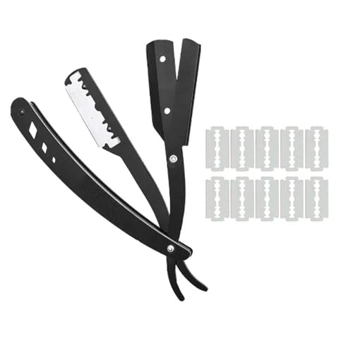 Kit de Barbear Completo com Barbeador e 60 Lâminas Inclusas, Preto