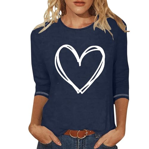 Tops plus size para mulheres manga 3/4 amor coração estampado blusa plus size tops verão primavera f