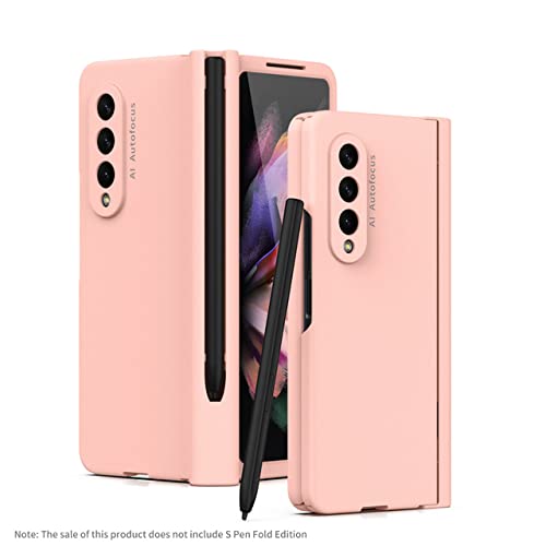 Housse Galaxy Z Fold 4 en verre trempé premium rose avec fente S Pen intégrée