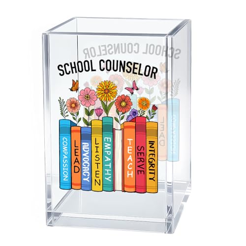 Image of School Counselor Acrylic Pen Holder Makeup Organizer for Bookshelf