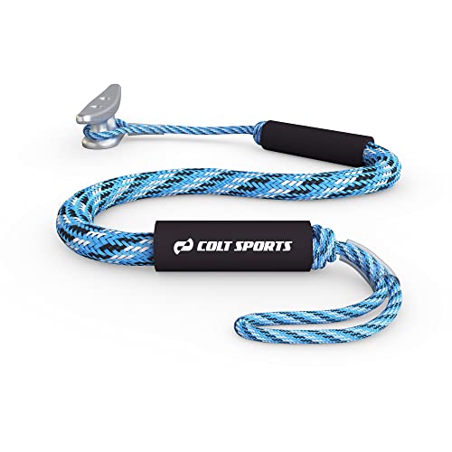 Colt Sports Bungee Dock Line for Boats & Jet Skis - Strong Mooring Rope (Blue, White, Black, 5FT)