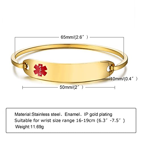 image for VNOX Blood THINNER Medical Alert Safety ID Stainless Steel Cufff Bangl