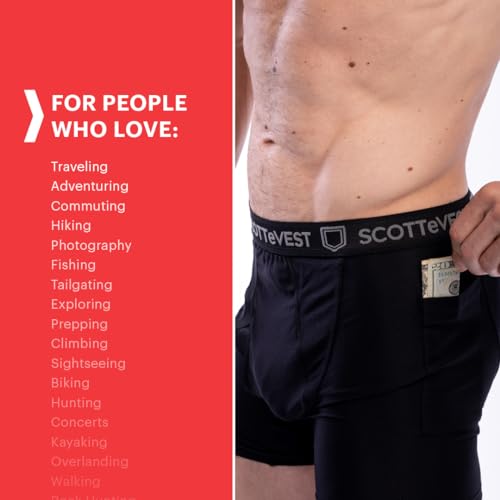 SCOTTeVEST Boxer Briefs for Men - 2 Hidden Pockets - Breathable Anti-Microbial Underwear for Travel & More3