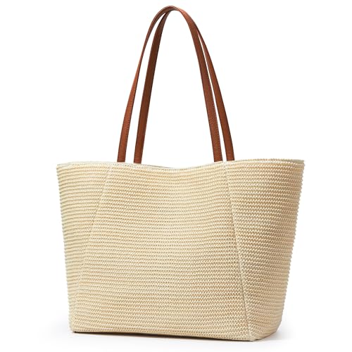 Sac de plage KALIDI effet paille qualite superieure grand format zippe d ete