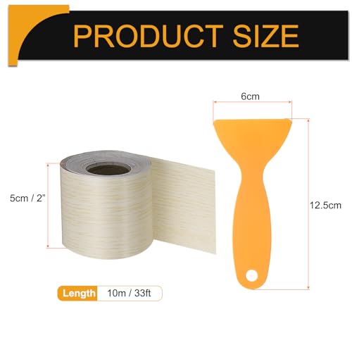 Image of HARFINGTON Wood Grain Repair Tape 2 Inch x 33ft Self Adhesive Repair Patch Tape Simulated Wooden Floor Tapes with Plastic Scraper for Tables Doors Windows Furniture, White Oak