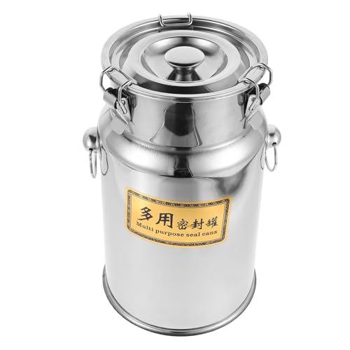 Mobestech Bocal de Rangement de Cuisine Acier Inoxydable Ustensiles pour Lait Eau Huile Provisions Couvercle Hermétique Support Boîte Portable pour Maison et Camping