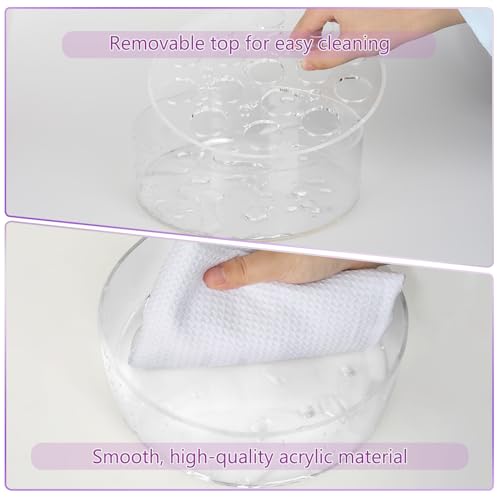 6 Inch Acrylic Flower Vase for Wedding Centerpieces Round, Circular Clear Wide Low Floral Vases with 7 Large + 6 Small Holes for Greater Than 18 inch Width Table Home Party Flower Arrangement