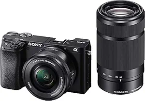 (Refurbished) Sony Alpha ILCE-6100Y 24.2 MP Mirrorless Digital SLR Camera with 16-50 mm and 55-210 mm Zoom Lenses (APS-C Sensor, Fast Auto Focus, Real-time Eye AF, Real-time Tracking, Vlogging & Tiltable Screen)