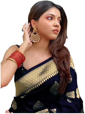 Sugathari Banarasi Saree for Women Silk Kanjivaram Pure Soft 2023 Design Wear Pattu Cotton Saree with Blouse for Wedding Saree (PARI 122 Brown)