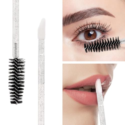 Image of 300 Pcs Dual Ended Eyelash Brush Lip Brush, Black Disposable Mascara Wands Lipstick Applicator, Eyebrow Spoolies Brush for Eyelash Extensions