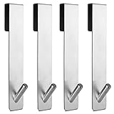 Homonic Haken für Duschwand 4er Set, Edelstahl Duschhaken ohne Bohren Handtuchhalter Glasduschwand Handtuchhaken für Bademantel Duschschwämme Handtücher Silber