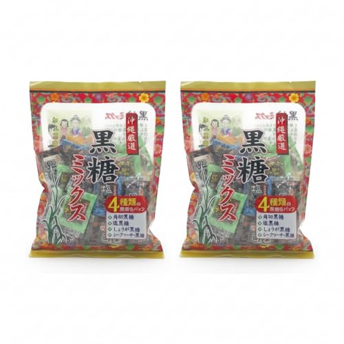 【沖縄産黒糖使用】4種の味が楽しめる(角切り・塩・しょうが・シークヮーサー) 小分け 個包装 お土産・お茶菓子に最適 (210g×2袋)