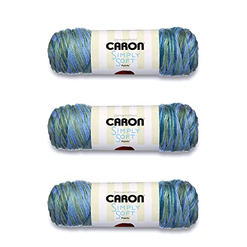 Caron Simply Soft Spring Brook Paints Yarn - 3 Pack of 141g/5oz - Acrylic - 4 Medium (Worsted) - 235 Yards - Knitting/Crochet, 6oz by Caron - Used condition - US$15.44