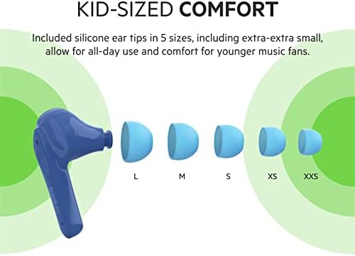 Belkin SOUNDFORM Nano, True Wireless Earbuds for Kids, 85dB Limit for Ear Protection, Online Learning, School, IPX5 Certified, 24 H Play Time for iPhone, iPad, Kindle, Pixel and More  Blue