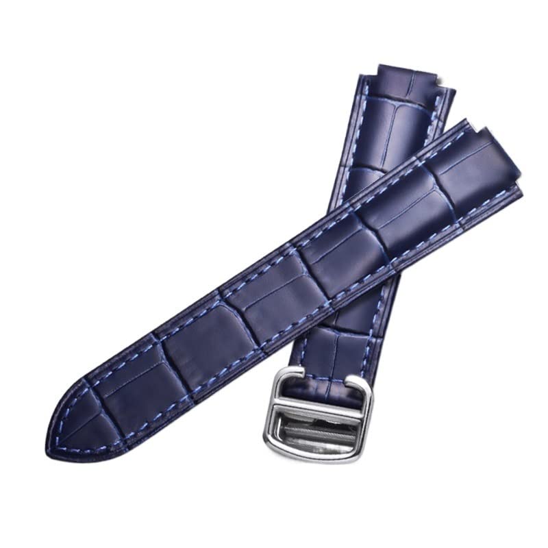 Bracelet de montre en crocodile bleu et noir pour Cartier Ballon Bleu