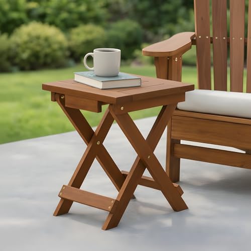 Furinno TIOMAN Hardwood Folding Outdoor Side Table, Light Wood - image 2