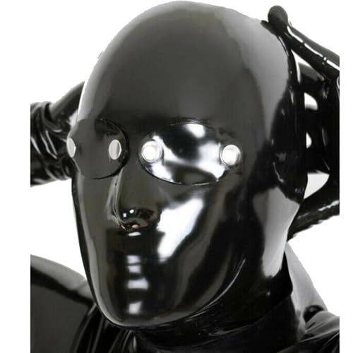 WLJYTDS SM Latex Hood All Inclusive with Removable Blindfold Rubber Head Mask Back Zipper Natural latex Handmade(Size:M)