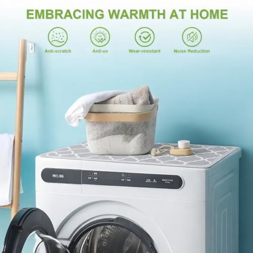 Image of Homecloud Non-Slip Washing Machine Mat - Durable Waterproof Protective Cover for Washer & Dryer, Dust-Resistant Mat Ideal for Laundry Room & Kitchen Appliances (Grey)