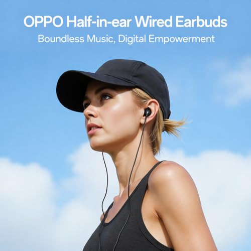 Image of Oppo Type-C Half-in-Ear Wired Earbuds,14.2mm Dynamic Coil, with Multi-Function Remote-MH136 (Black)