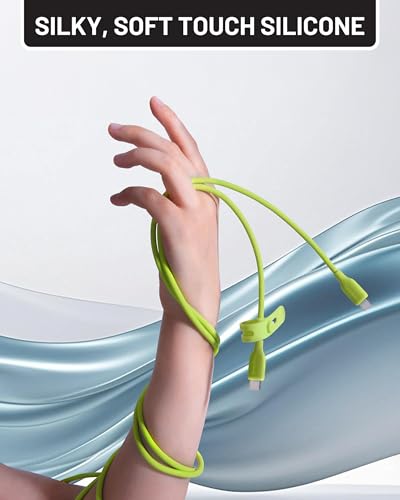 Silicone USB C to USB C Cable 6FT, 240W Fast Charging Cord, Green - Image 3