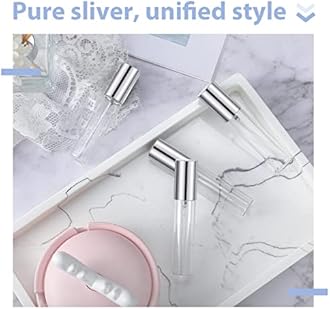 Yinder 25 Pcs 10ml Travel Spray Bottle Refillable Perfume Atomizer Bulk Glass Mini Cologne Perfume Bottles Empty Fine Mist Portable Small Sample Containers(Silver)