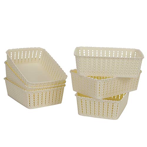 Cutting Edge Essentials Woven Storage Basket, Small, Off White (Set of 6)