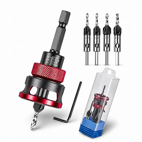 Gzenorky 7PCS Countersink Drill Bit Set with Adjustable Depth Stop Collar