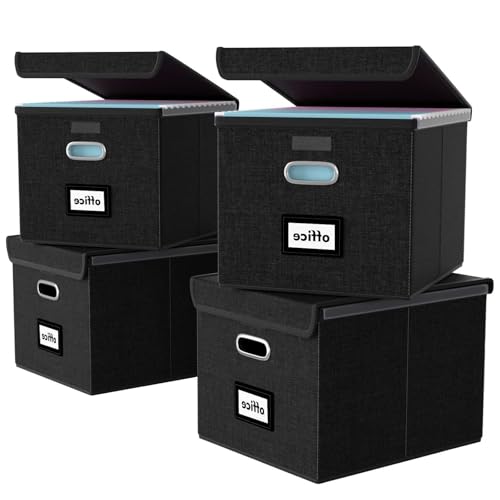 for Huolewa Portable File Organizer Boxes Set of 4, Collapsible Linen Hanging...