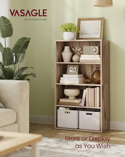 Image of VASAGLE CUSTOS Collection - Bookshelf, 4-Tier Bookcase, Book Shelf, Open Storage Shelf, 9.4 x 23.6 x 42.4 Inches, for Living Room, Home Office, Dinning Room, Camel Brown ULBC164L01