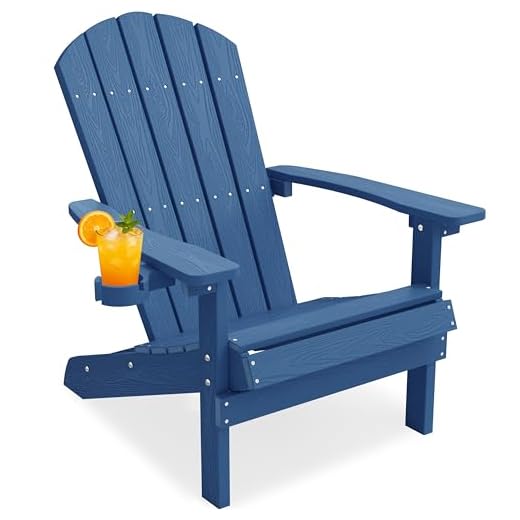 YEFU Plastic Adirondack Chairs Weather Resistant, Patio Chairs 5 Steps Easy Installation, Like Real Wood, Widely Used in Outdoor, Fire Pit, Deck, Lawn, Outside, Garden Chairs (Navy Blue)