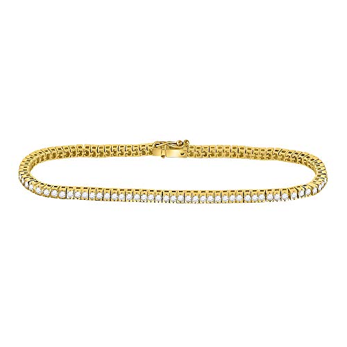 Bracelet de tennis classique en or jaune 14 carats avec diamants ronds 2,00 carats Cover