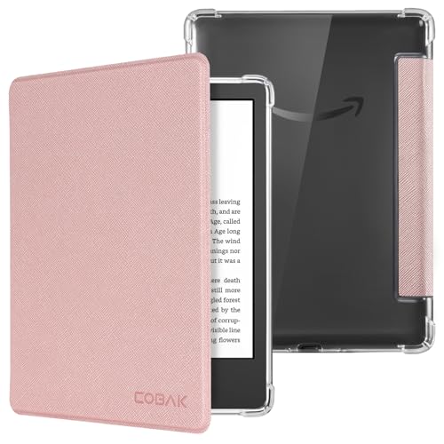 Image of CoBak Case for 6 inch Kindle 11th Gen (2024 and 2022 Release) - Ultra Slim Transparent Clear TPU Back Shell Protective Cover with Auto Wake /Sleep for Kindle 11th Generation 2024 Release, Rosegold