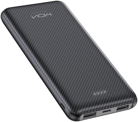 MOXNICE Power Bank - Cargador portátil de 10000 mAh, batería más delgada de 5 V/3 A, cargador externo de teléfono de entrada y salida USB C, compatible con iPhone 15 14 13 12, Galaxy S23 S22 S21,