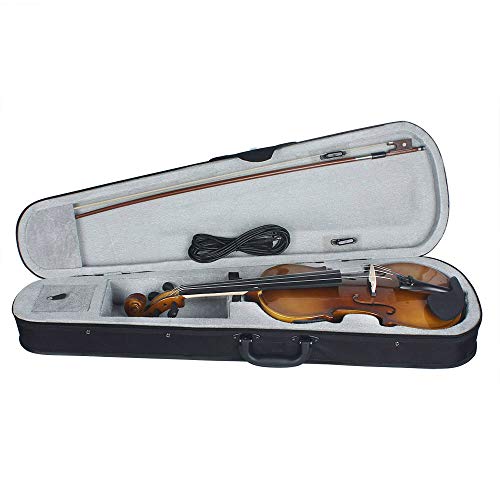 Eryue 4/4 Full Size Acoustic Eq Electric Violin Fiddle Kit Solid Wood Spruce Face Board With Bow Hard Case Shoulder Rest O Cable Extra Strings Clean Cloth Retro Sunset #TOP1