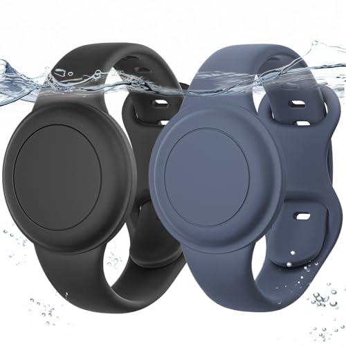 joremx [2 Stück Wasserdicht für Apple Airtag Armband Kinder Versteckt Soft Silikon Armband für AirTag 1. & 2. Generation Leichtgewicht (Schwarz + Blau)