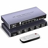 8K HDMI Splitter 4K 240Hz HDMI Switch 5 in 1 Out – 5 Port Umschalter mit Remote 8K@60Hz 4K@240Hz...