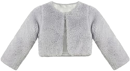Image of Lilax Girls Cozy Faux Fur Long Sleeve Crew Neck Dress Coat
