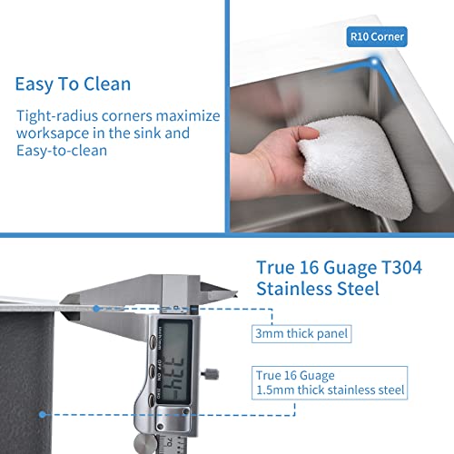 Aschael Kitchen Sink, 33X22X10 Drop In Kitchen Sink 16 Gauge Stainless Steel Single Bowl Topmount Kitchen Sink With Accessories #TOP5