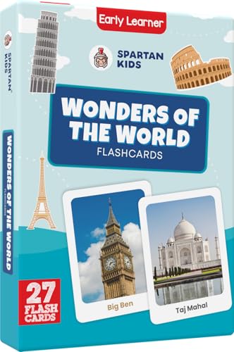 Image of SPARTAN KIDS Wonders of The World Creative Thinking Flash Cards for Kids | 27 Early Learning Flash Cards Easy & Fun Way of Learning 1 Year to 6 Years Babies