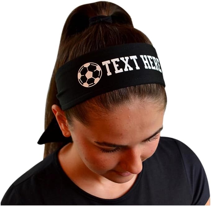 Soccer TIE Back Moisture Wicking Headband Personalized Your Way with Vinyl Text and Soccer Ball4